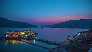 4K延时长江三峡码头夜景视频的预览图
